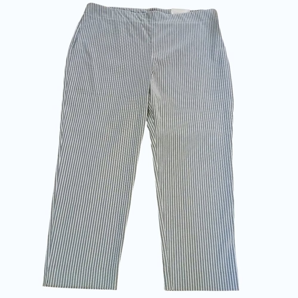 NWT - CHICOS Brigitte So Slimming Stripe Blue Pants - Picture 7 of 16